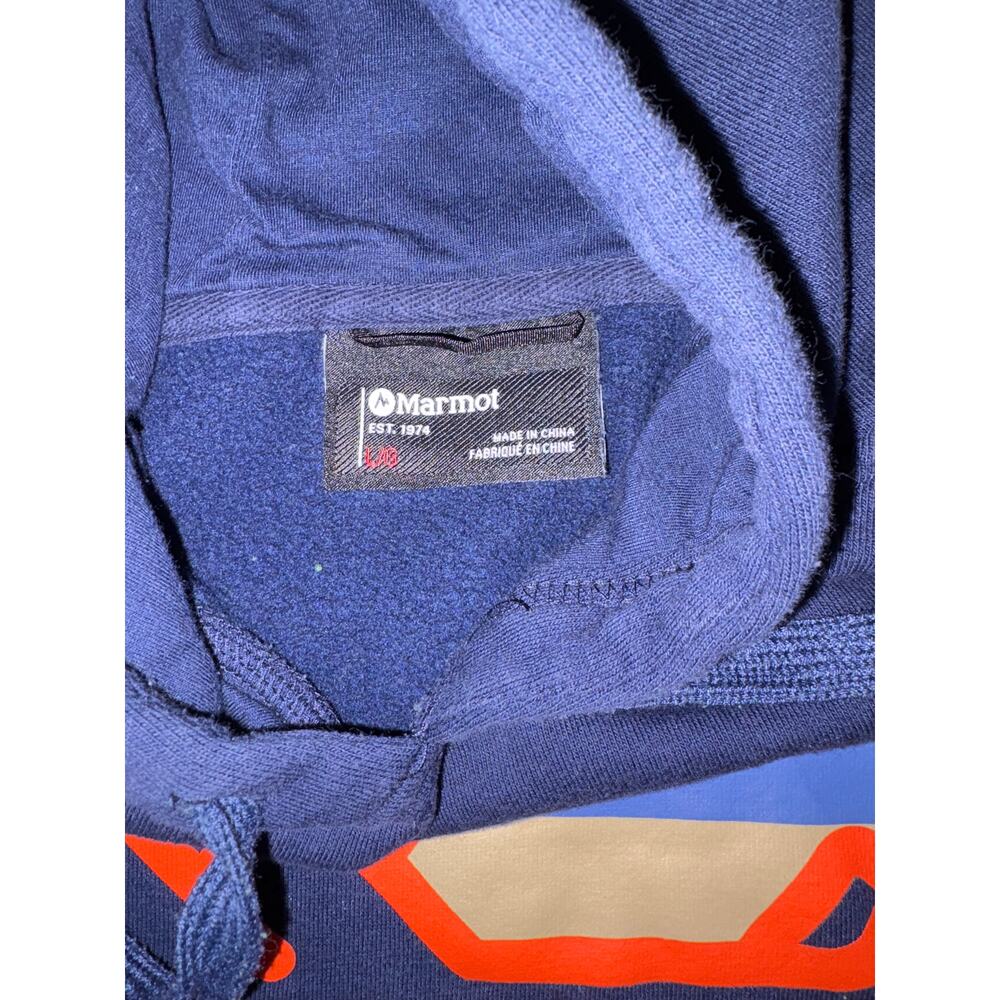 Marmot Blue Orange Men's‎ Large Hoodie Sweatshirt- EUC - Picture 4 of 5